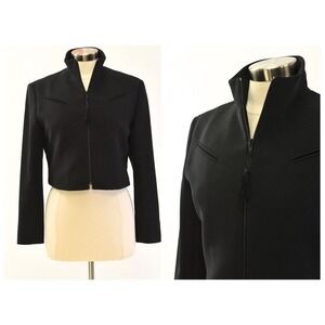The Finicky Filly Black Cropped Mock Neck Jacket Womens S Made In USA